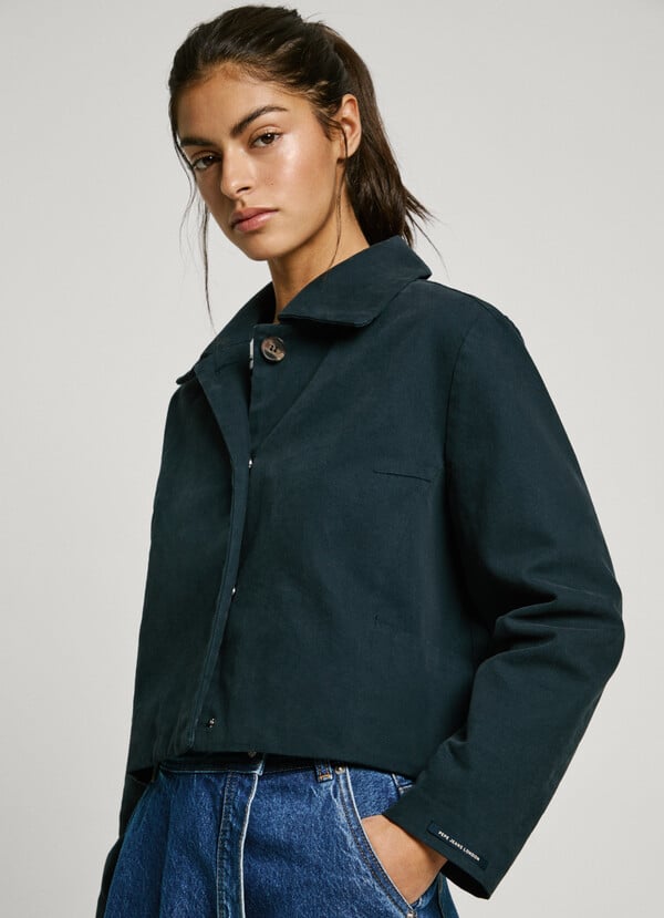 Pepe Jeans cazadora lona con cuello camisero En oferta