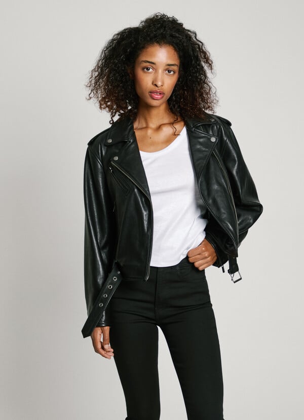 Pepe Jeans cazadora biker piel Outlet