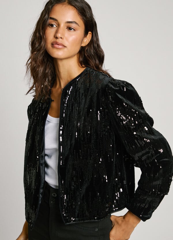 Pepe Jeans chaqueta terciopelo con lentejuelas Rebajas online