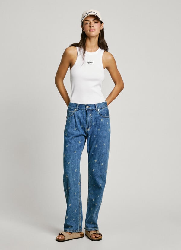 Pepe Jeans top canalé sin mangas Venta caliente