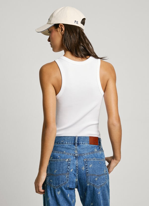 Pepe Jeans top canalé sin mangas Venta caliente