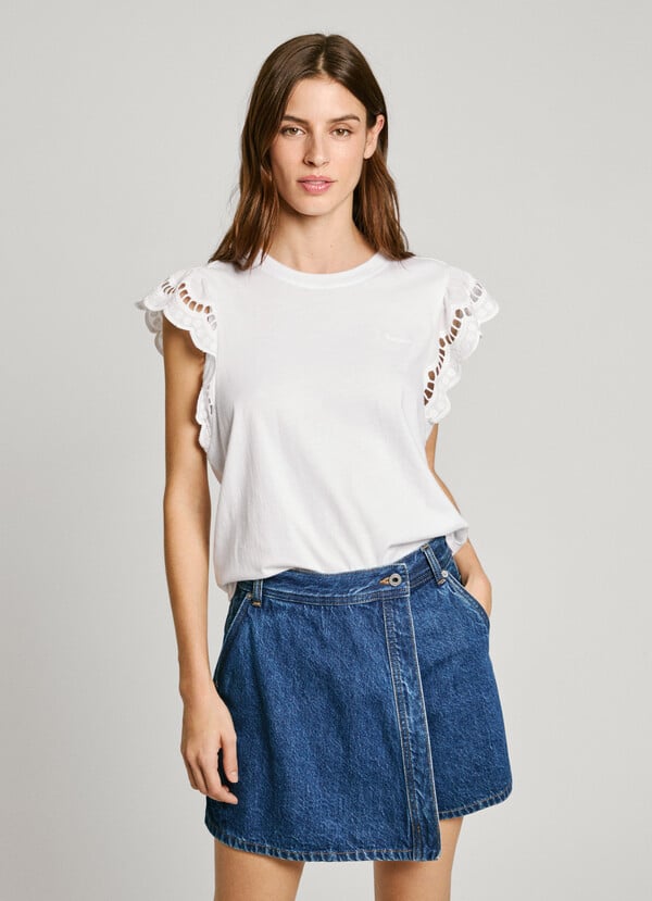 Pepe Jeans camiseta con mangas bordadas Gran oferta