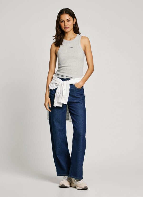 Pepe Jeans top canalé sin mangas Rebajas de fábrica