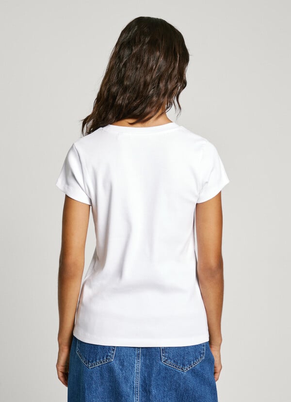 Pepe Jeans camiseta canalé logo estampado Ventas relámpago