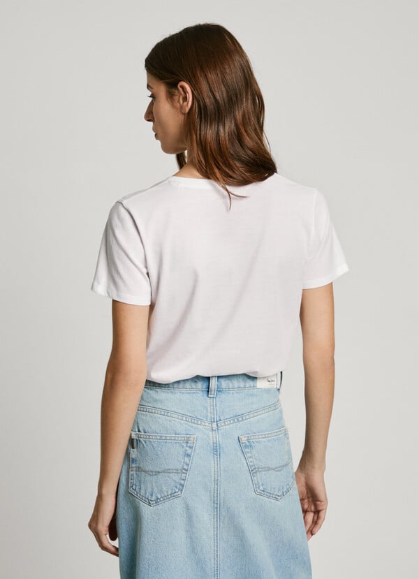 Pepe Jeans camiseta cuello pico logo estampado Descuento