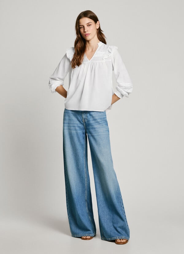 Pepe Jeans blusa fluida con volantes Envío gratis