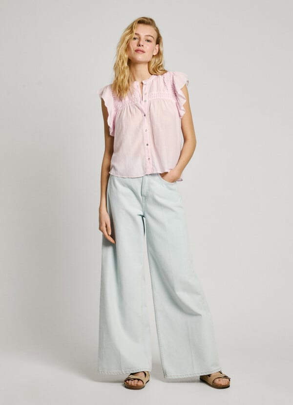 Pepe Jeans blusa manga corta con volantes ÚLTIMAS EDICIONES