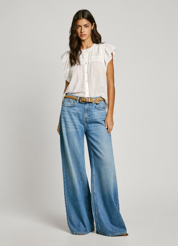 Pepe Jeans blusa manga corta con volantes Últimos 2 días