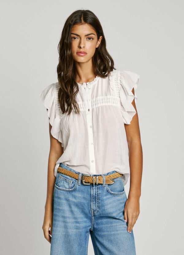 Pepe Jeans blusa manga corta con volantes Últimos 2 días