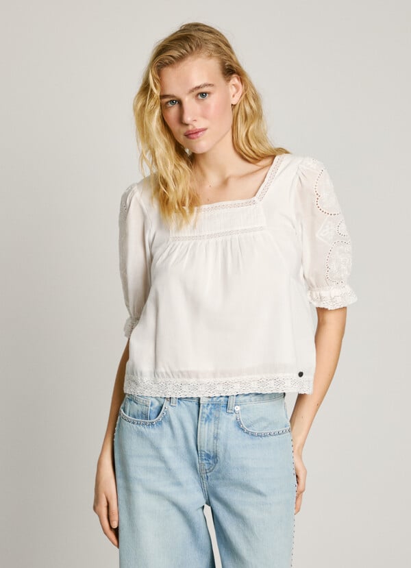 Pepe Jeans blusa voile con detalles bordados Último día