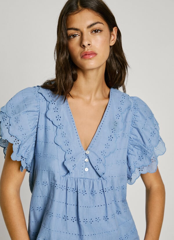 Pepe Jeans blusa manga corta con volantes Solo queda un día