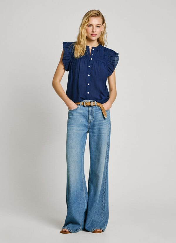 Pepe Jeans blusa manga corta con volantes Superdescuento