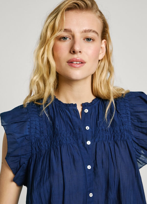 Pepe Jeans blusa manga corta con volantes Superdescuento