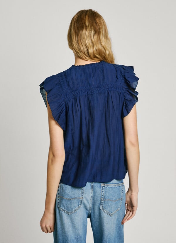 Pepe Jeans blusa manga corta con volantes Superdescuento