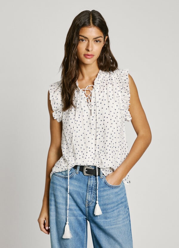 Pepe Jeans blusa estampada sin mangas Ahorra y exporta