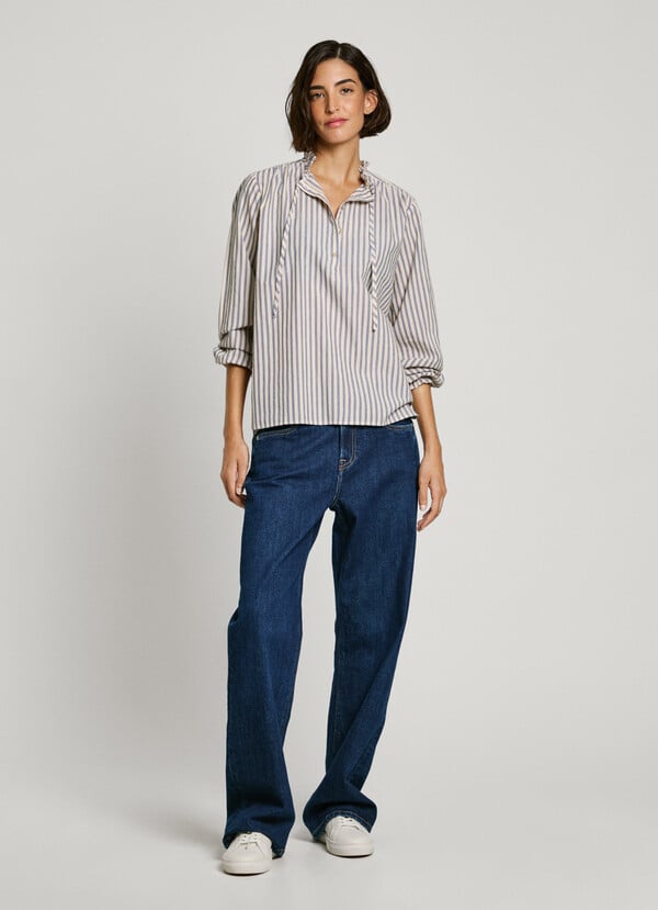 Pepe Jeans blusa rayas volantes en cuello Precios de Black Friday
