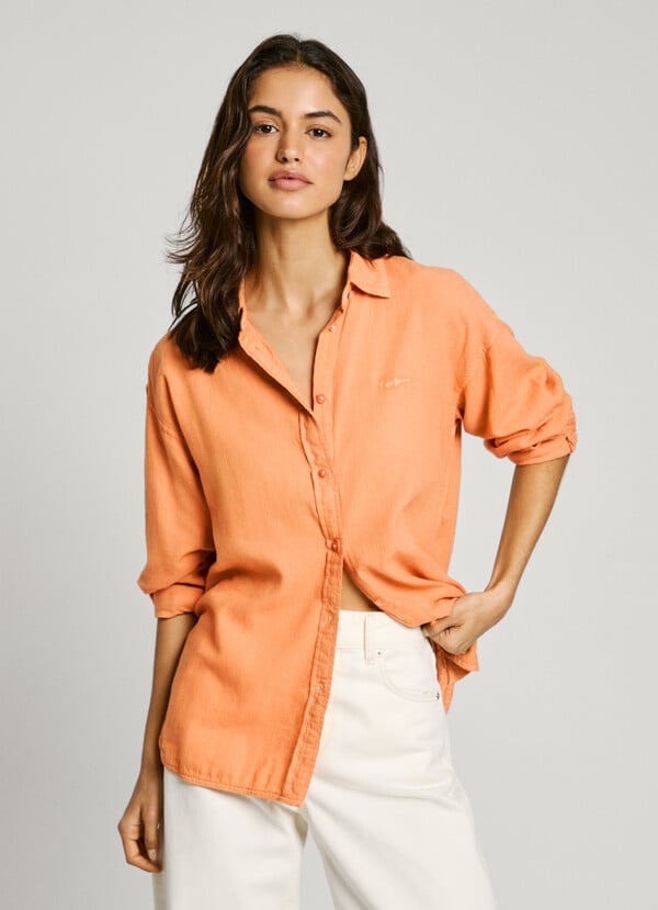 Pepe Jeans camisa logo bordado fit relaxed En oferta