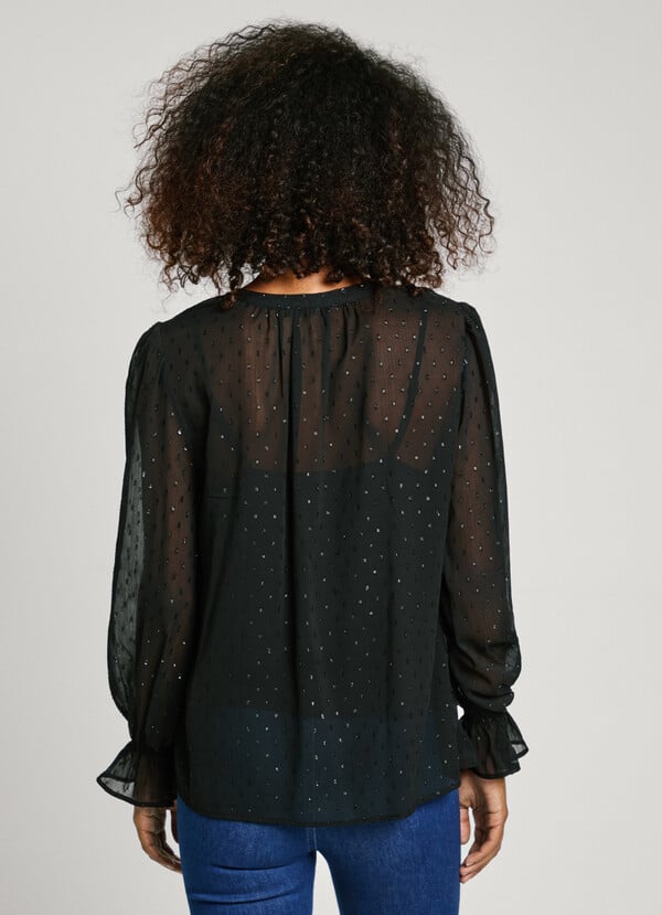 Pepe Jeans blusa semitransparente plumeti Precio ultrabajo