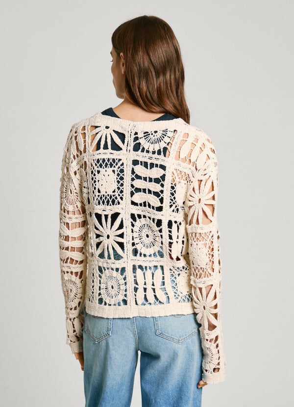 Pepe Jeans cárdigan crochet cuello pico Rebajas baratas