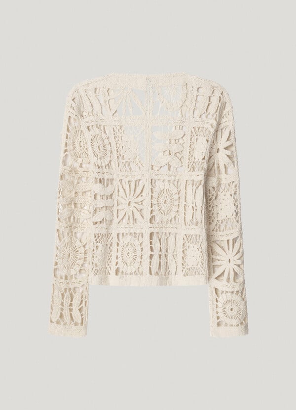 Pepe Jeans cárdigan crochet cuello pico Rebajas baratas