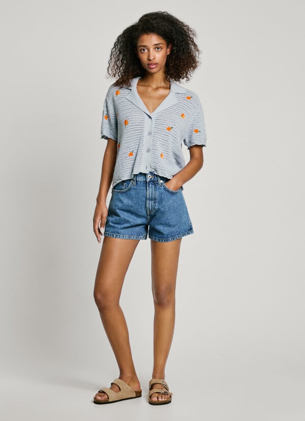 Pepe Jeans camisa de punto con frutas bordadas Oferta especial