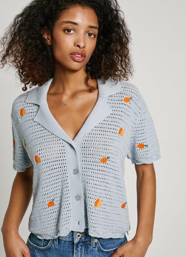 Pepe Jeans camisa de punto con frutas bordadas Oferta especial