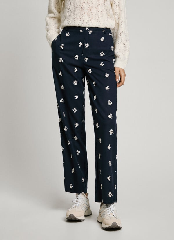 Pepe Jeans pantalón chino flores bordadas Precios de Black Friday
