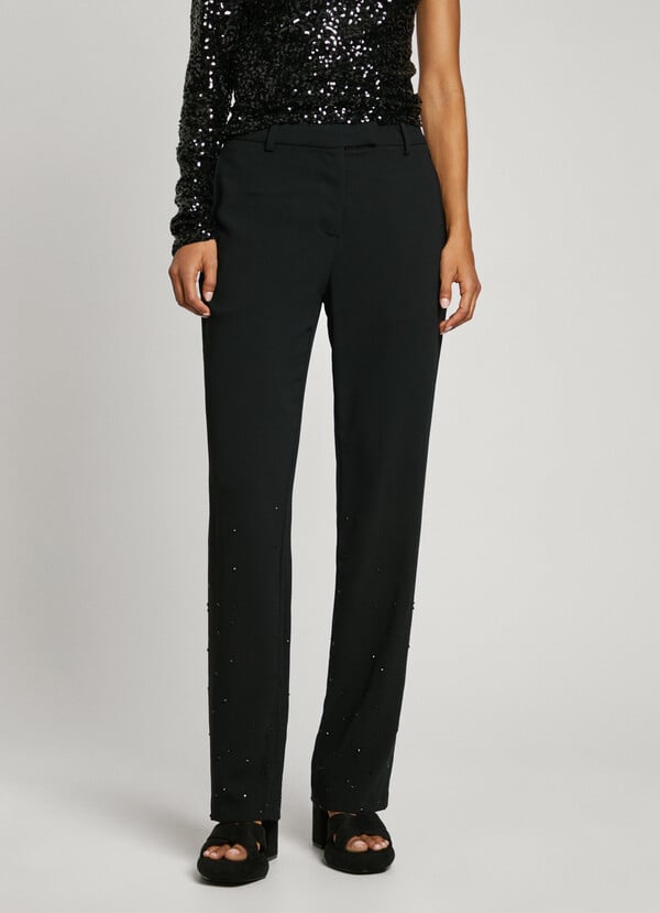 Pepe Jeans pantalón recto con pedrería Descuentos del mes