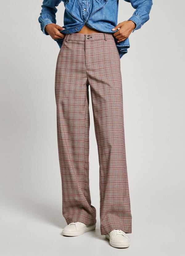 Pepe Jeans pantalón ancho de cuadros Ofertas especiales