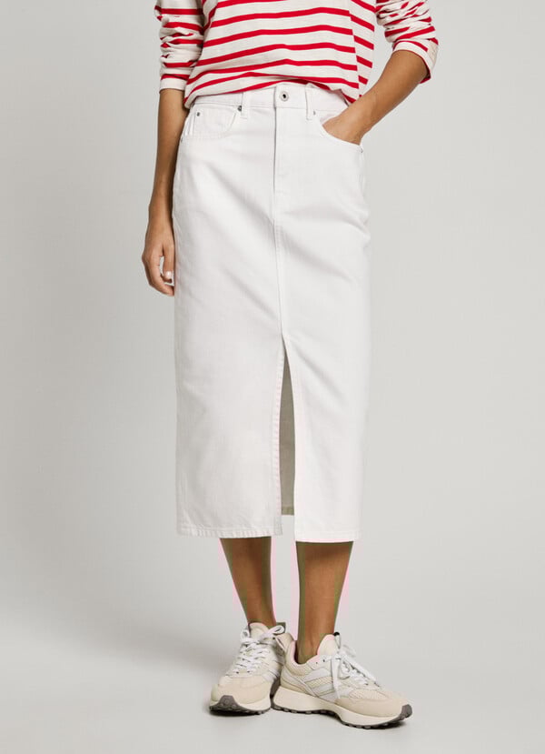 Pepe Jeans falda midi denim fit slim Rebajas baratas