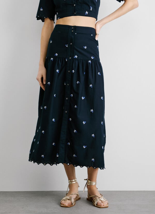 Pepe Jeans falda midi popelín Promoción por tiempo limitado
