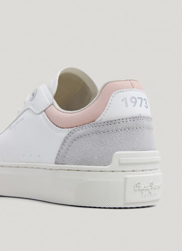 Pepe Jeans zapatillas piel con detalles en ante Tienda de fábrica