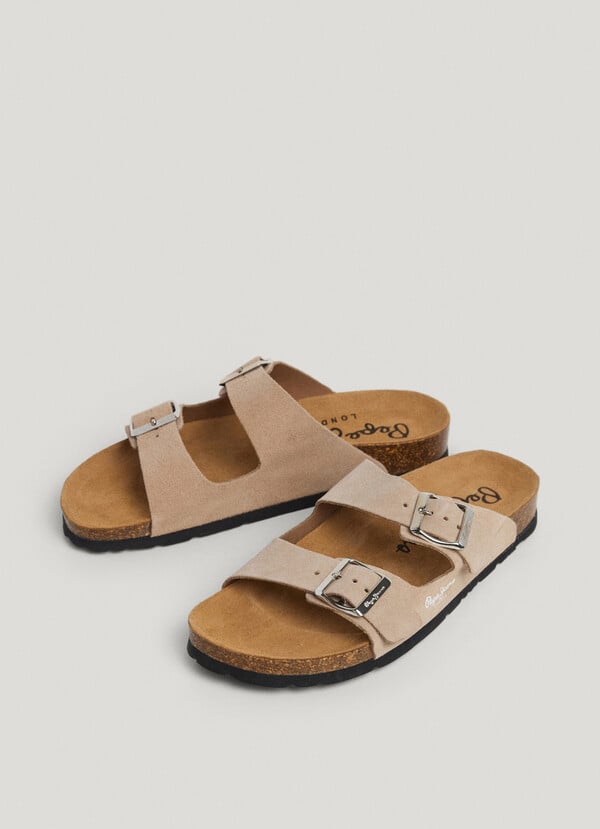 Pepe Jeans sandalias ante con doble hebilla Última moda