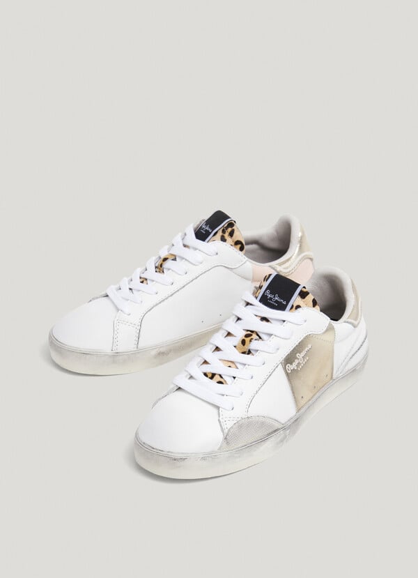 Pepe Jeans zapatillas piel con detalles metalizados Solo queda un día