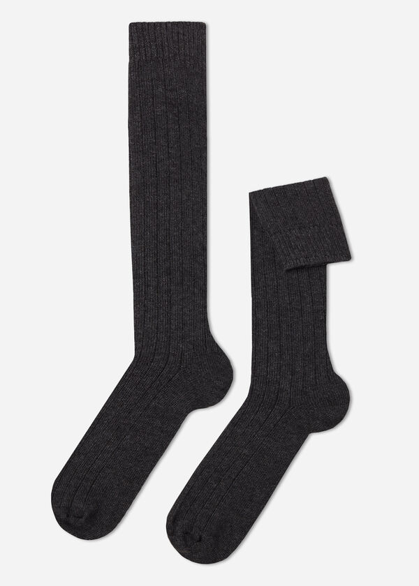 Calzedonia Calcetín alto canalé con lana y cashmere de hombre