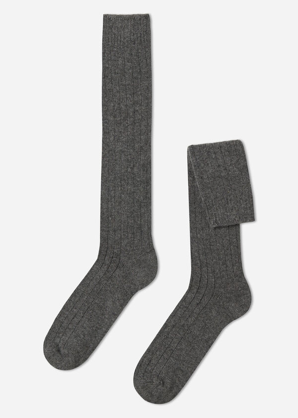 Calzedonia Calcetín alto canalé con lana y cashmere de hombre