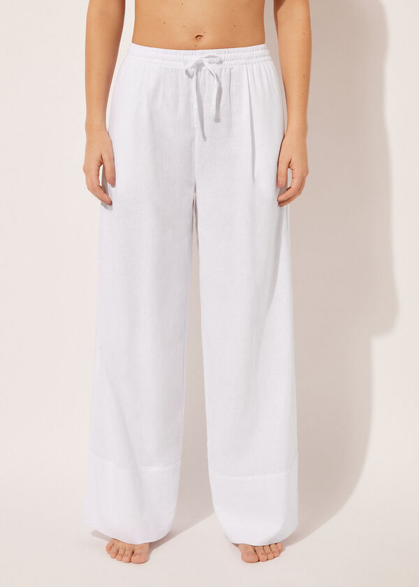 Calzedonia Pantalón Corto Palazzo Lino y Viscosa