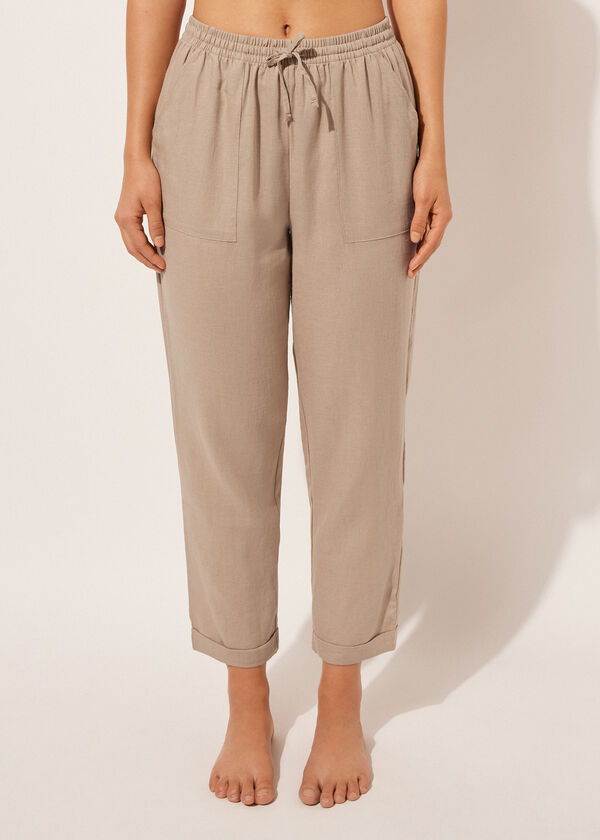 Calzedonia Pantalón Largo Lino y Viscosa