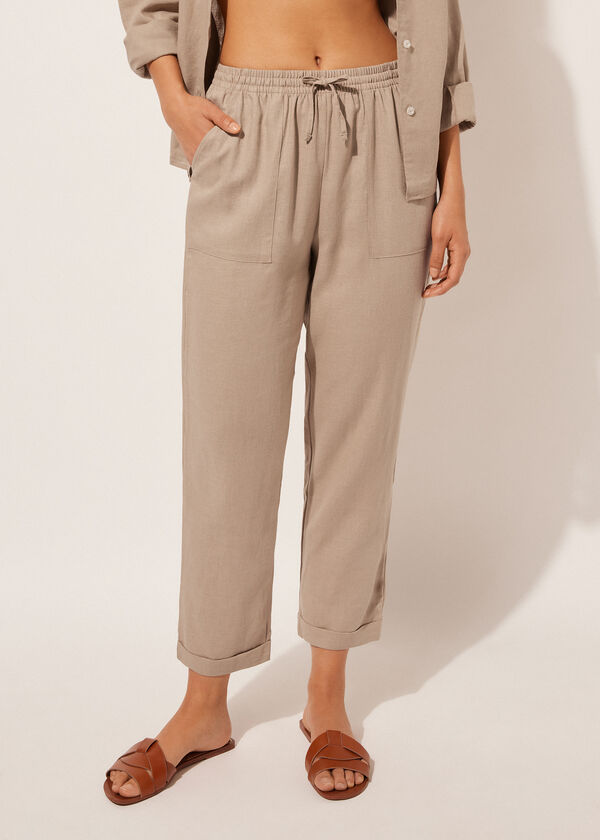 Calzedonia Pantalón Largo Lino y Viscosa Superdescuento