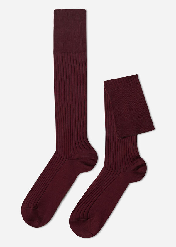 Calzedonia Calcetín largo de hilo de escocia de canalé para hombre