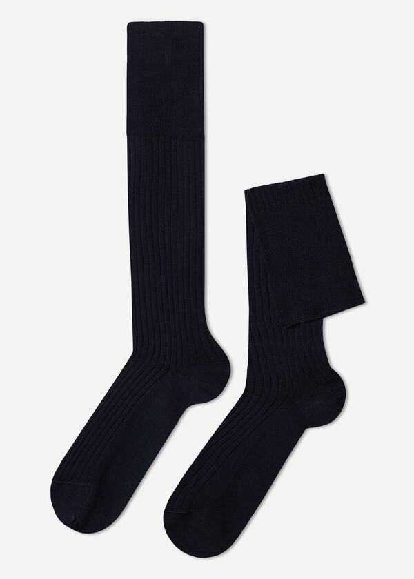 Calzedonia Calcetín largo de hilo de escocia de canalé para hombre