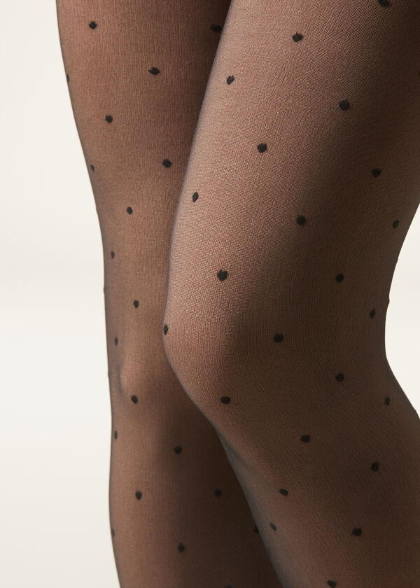 Calzedonia Panty Térmico Efecto Transparente Con Lunares Promoción trimestral