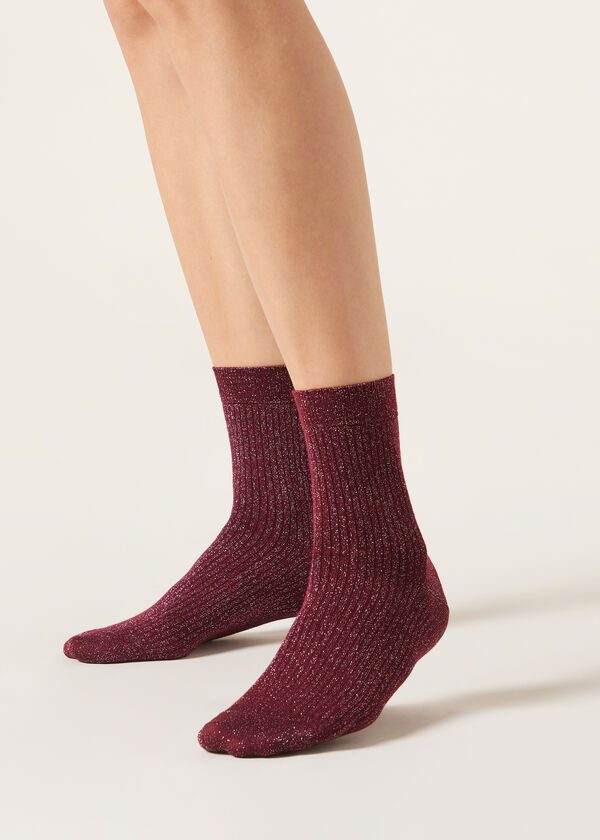Calzedonia Calcetines Algodón Con Canalé Y Glitter