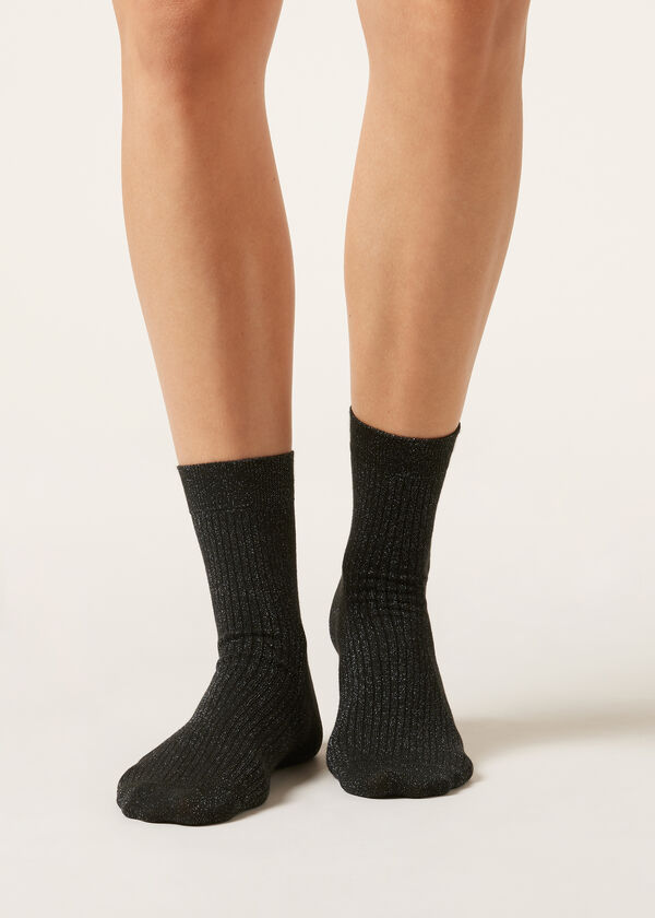 Calzedonia Calcetines Algodón Con Canalé Y Glitter