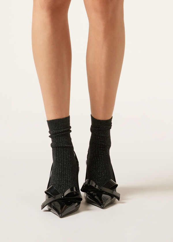 Calzedonia Calcetines Algodón Con Canalé Y Glitter Ofertas de temporada