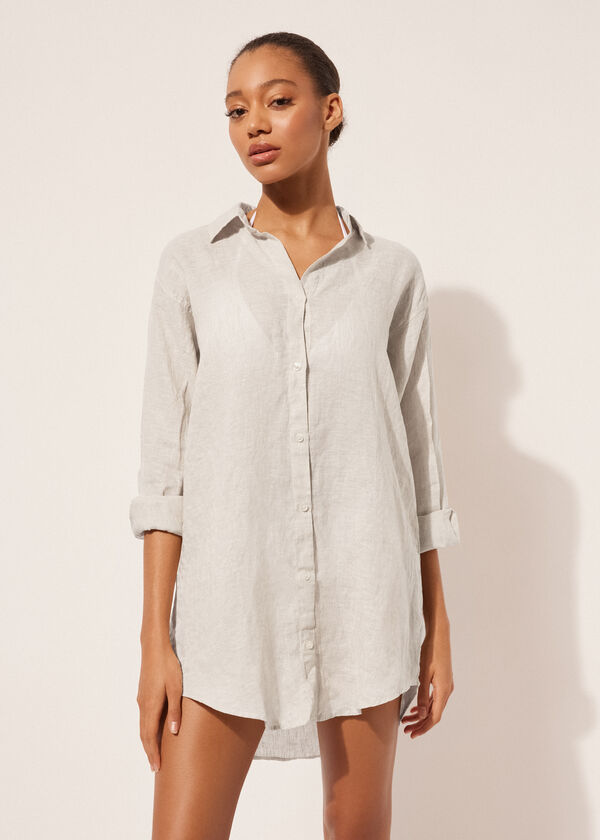 Calzedonia Vestido Camisa de Lino