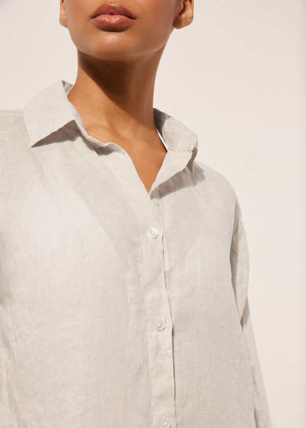 Calzedonia Vestido Camisa de Lino Ofertas especiales