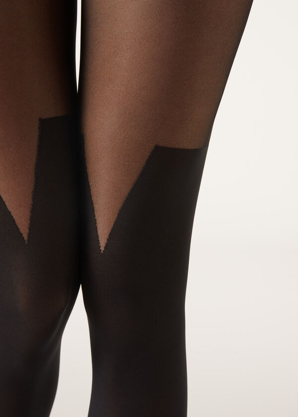 Calzedonia Panty Efecto Calza Detalle Asimétrico Tienda de fábrica