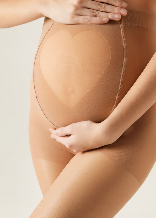 Calzedonia Pantis Transparentes 20 Deniers Premamá con Corazón Transparente Outlet