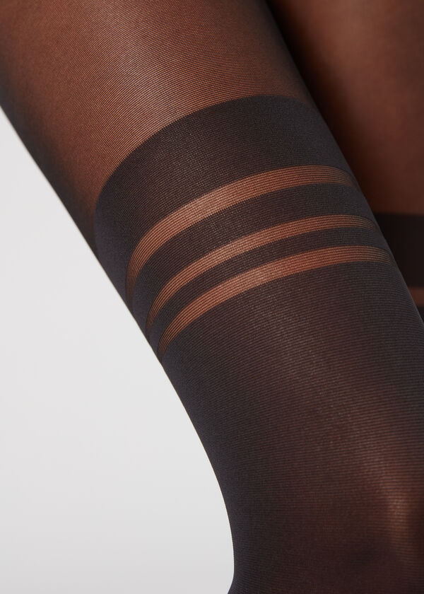 Calzedonia Panty Efecto Calza Con Detalle Rayas Ofertas